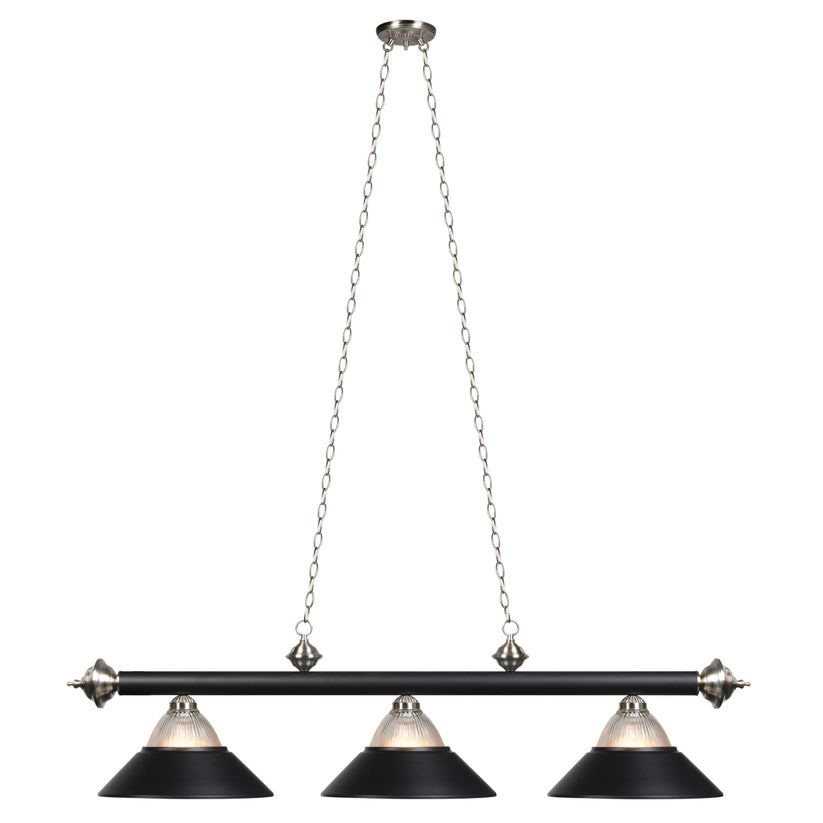 Lampe de billard 3 Lt-54" - Noir mat et acier inoxydable