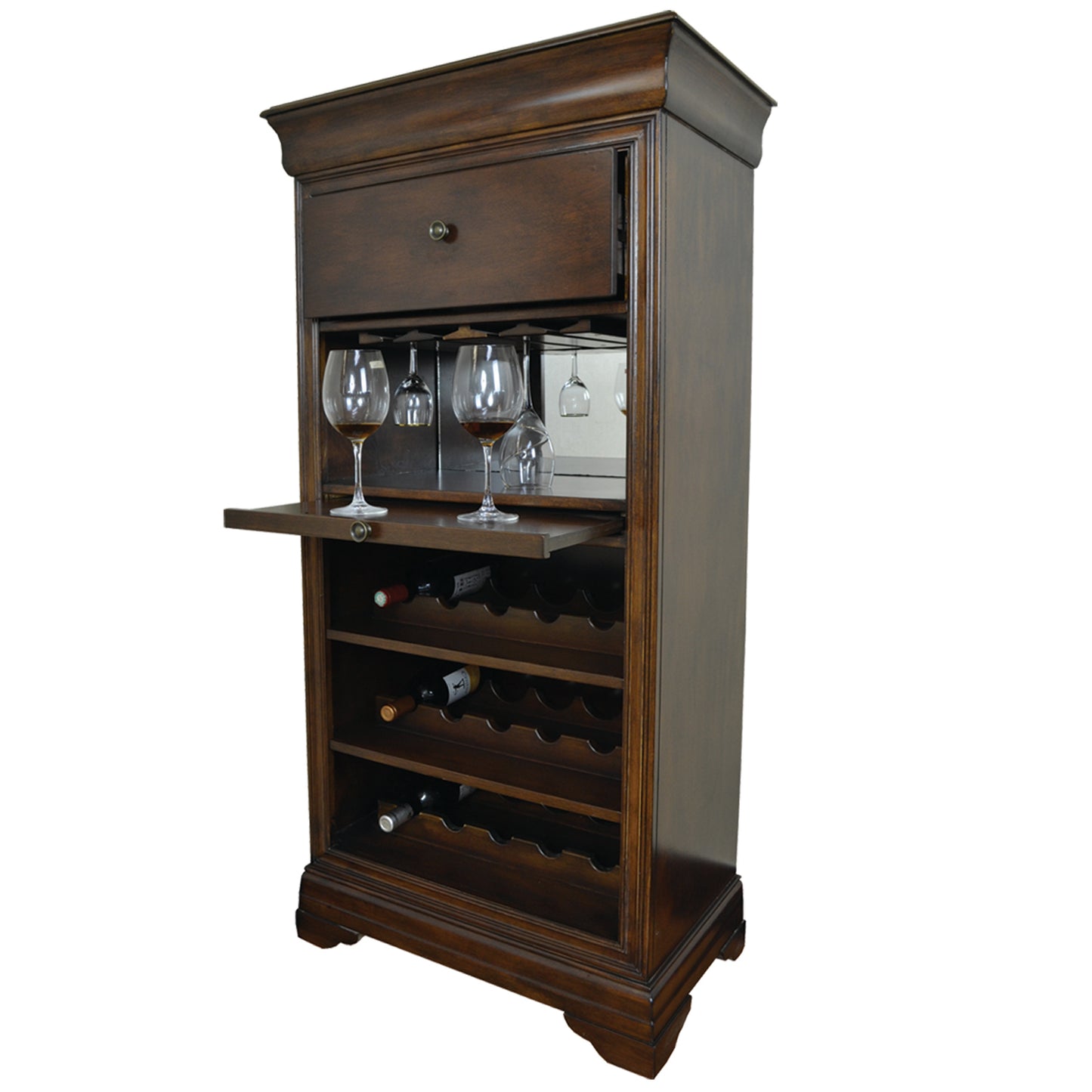 Bar Cabinet W/ Wine Rack - Cappuccino, image -  Champion Table Tech